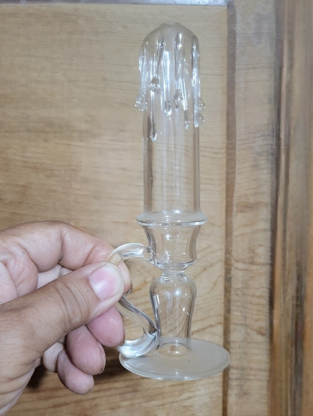 Vintage Crystal Glass Oil Burning Candle, Candlestick